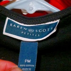 BLACK KAREN SCOTT LONG SLEEVED PETITE MEDIUM WITH SILVER EMBELLISHMENTS AND